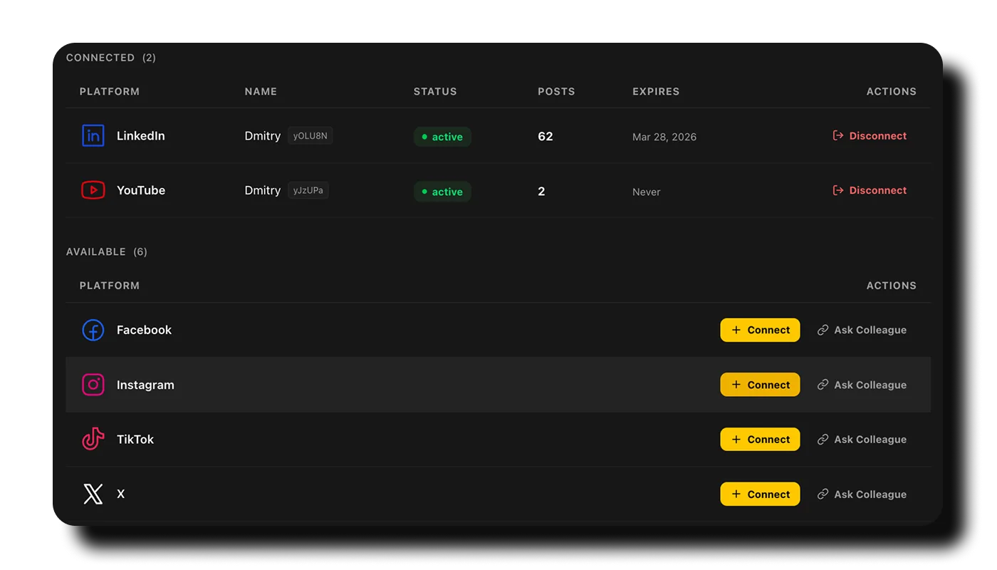 Connect accounts in two clicks