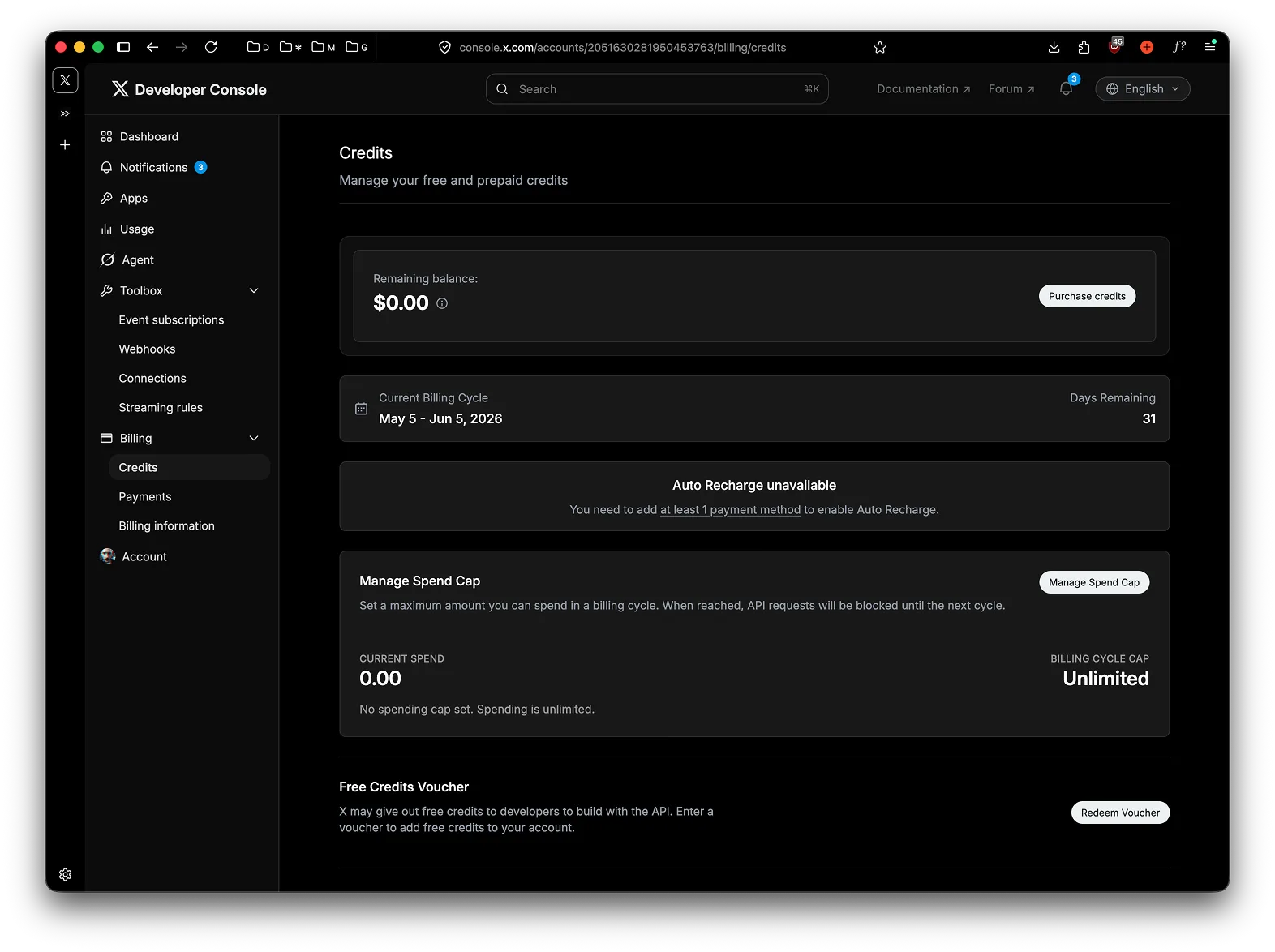 Credits page